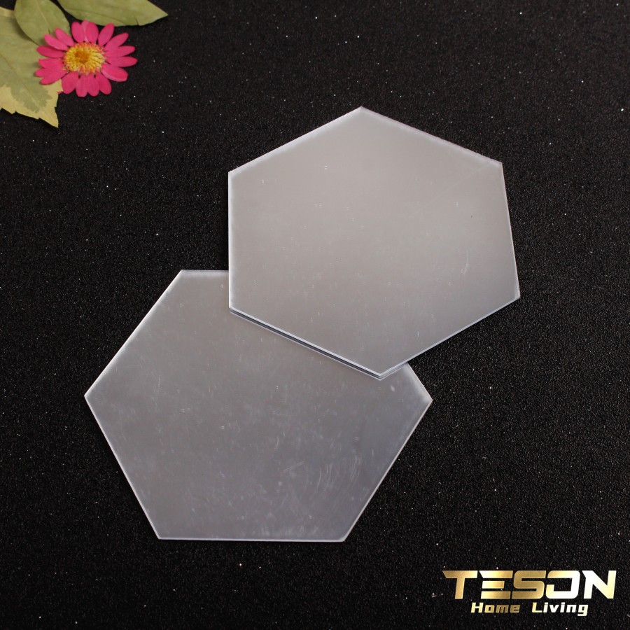 Sticker Cermin Kaca Hexagon Set 12 Dekorasi Hiasan Dinding Mirror