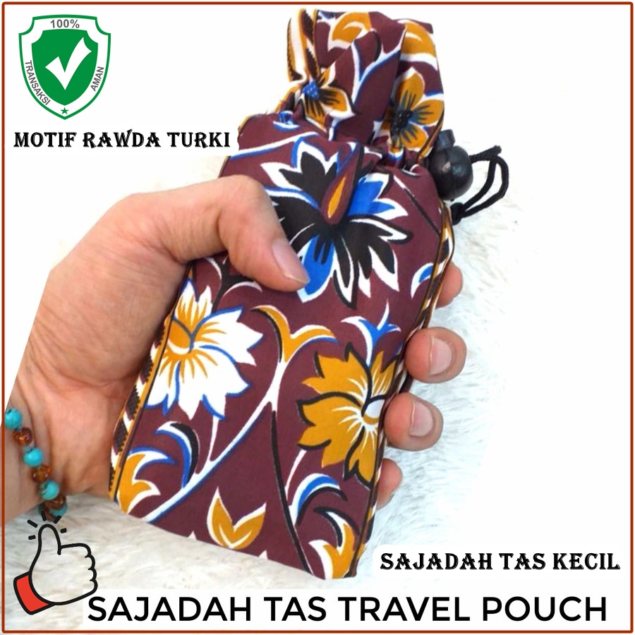 NEW Sajadah tas kecil traveling dewasa turki turkey bahan tipis murah Motif Rawda souvenir aksesoris