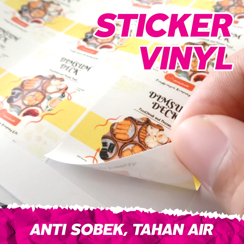 

cetak STICKER VINYL LABEL Anti Sobek Tahan Air siap 1 hari