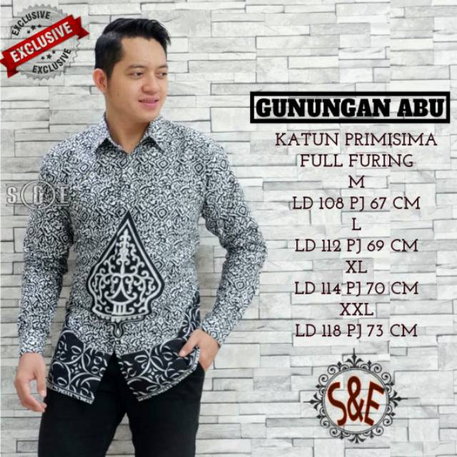 Batik Eksklusif/Hem Batik Terbaru/Batik Gunungan Abu Batik Warna Abu Free Masker