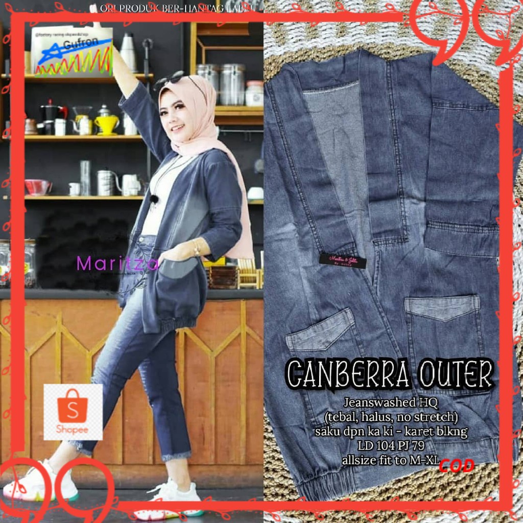 CANBERRA OUTER/CARDIGAN JEANS/JAKET JEANS/ROMPI JEANS/ATASAN JEANS/OUTER JEANS