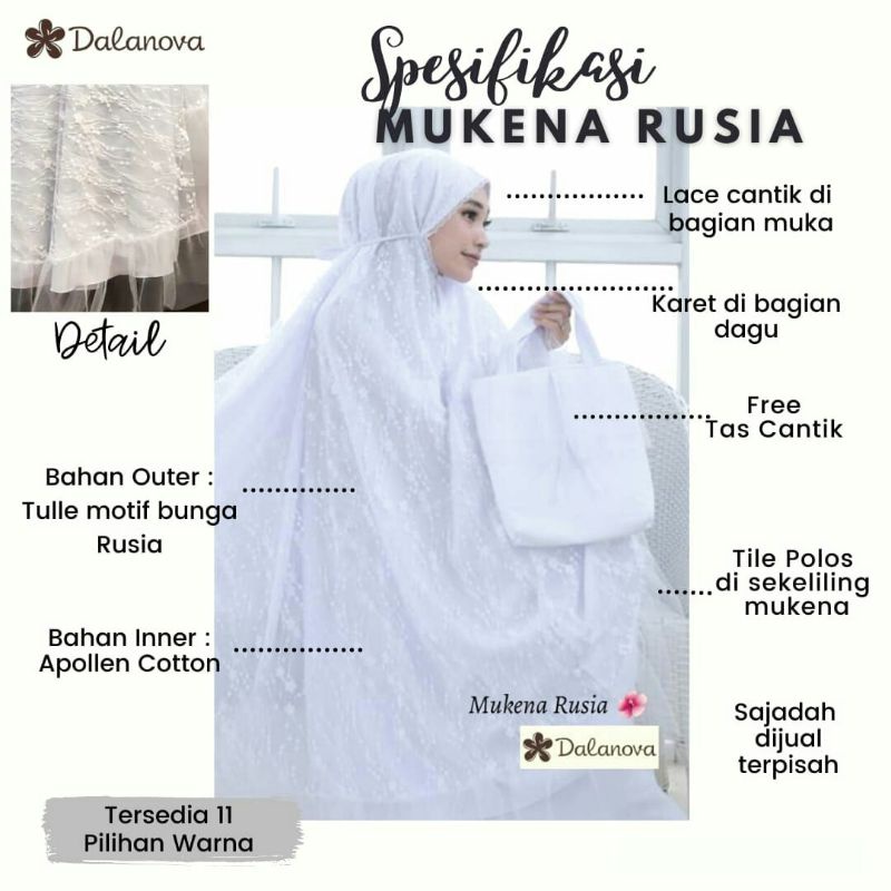 MUKENA LEXUS / MUKENA RUSIA / MUKENA PRANCIS / Mukena Dalanova Original