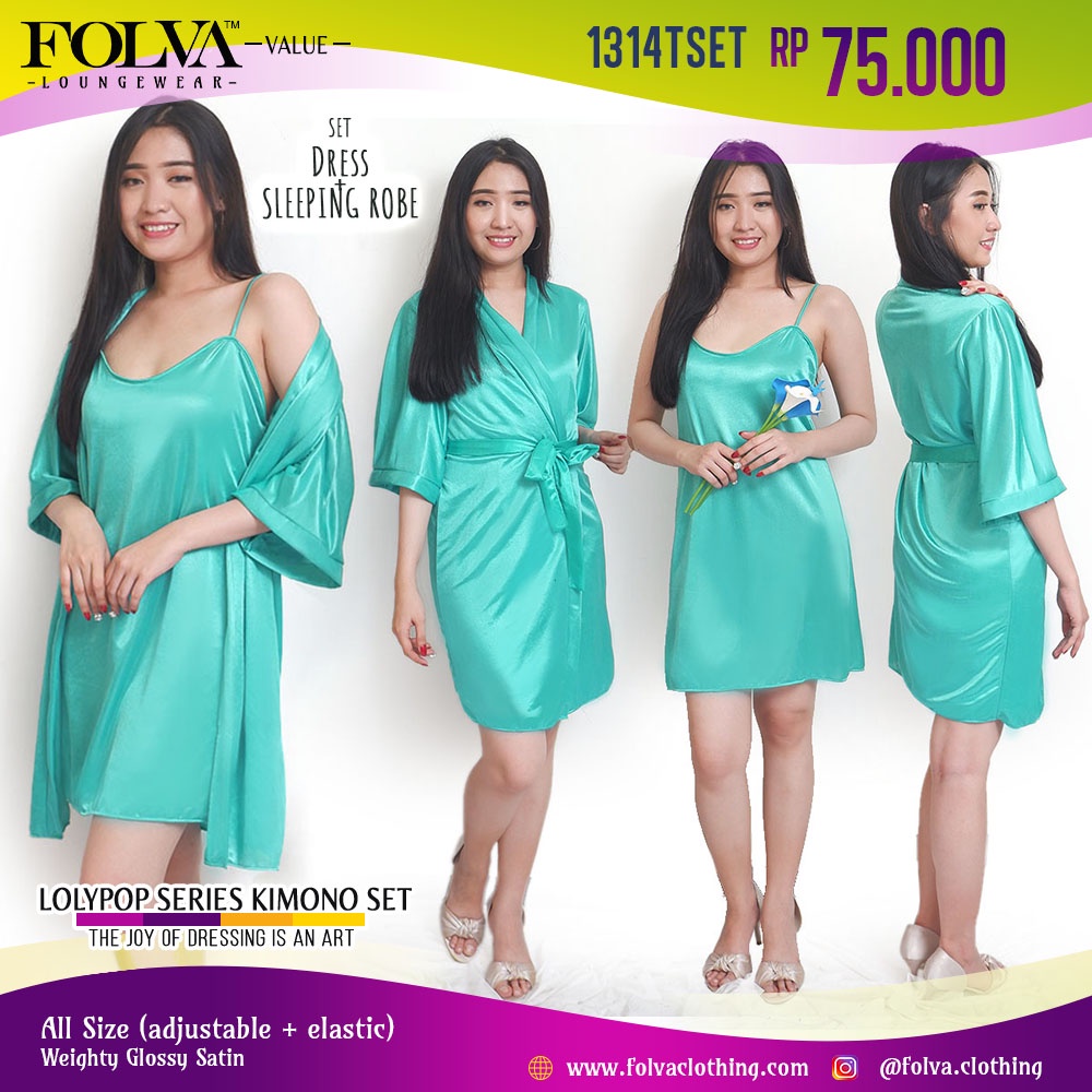 FOLVA kimono set baju tidur satin tosca Outer 1314TSET all size