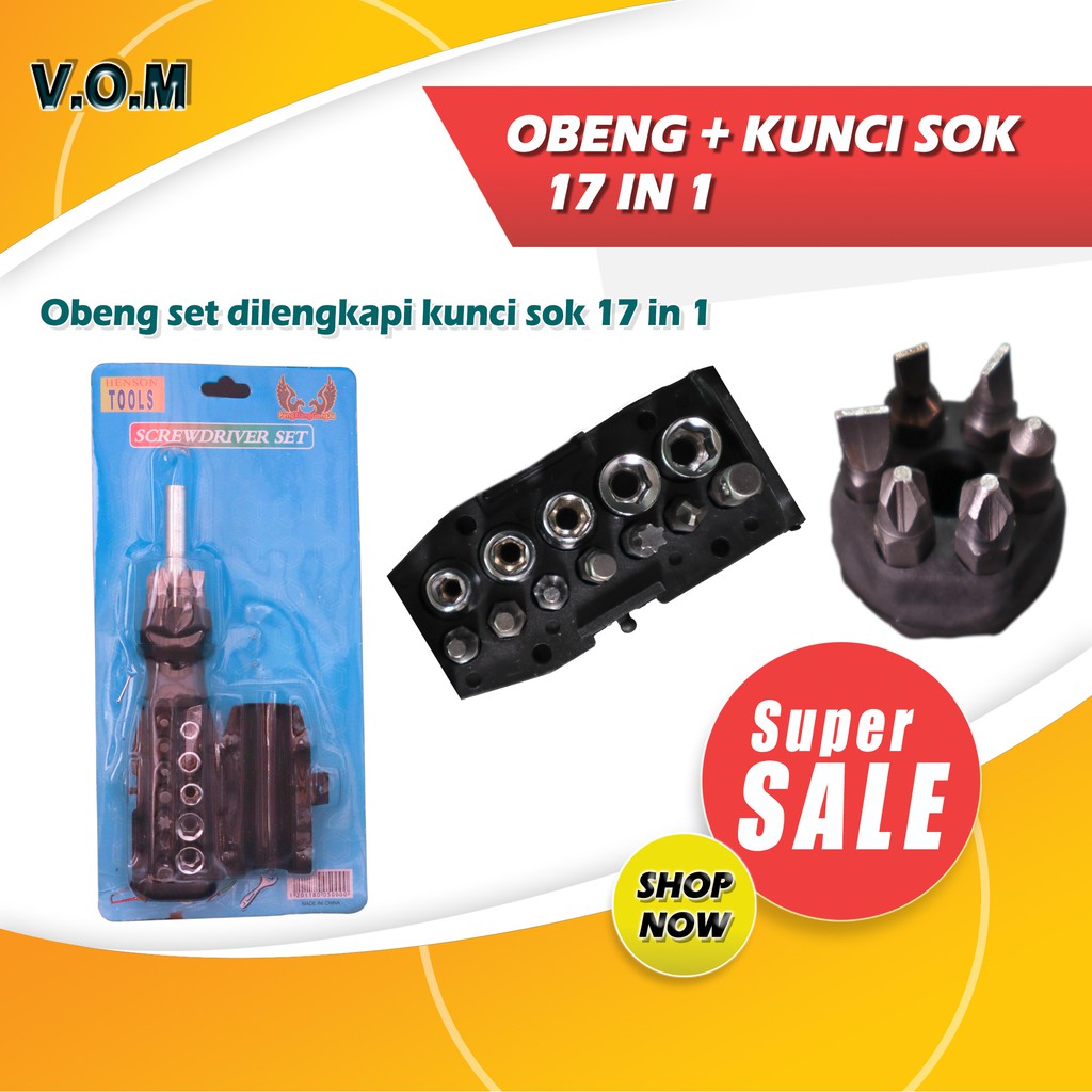 VOM OBENG + KUNCI SOK 17 IN 1 SCREWDRIVER SET 0584