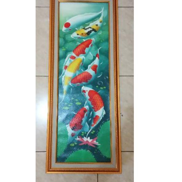 Terbagus Lukisan Ikan Koi Bingkai Pigura Ukuran 90 Cm X 30 Cm Shopee Indonesia