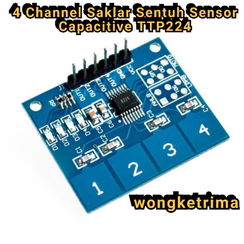 4 Channel Saklar Sentuh Touch Sensor Capacitive TTP224 Digital Switch saklar sentuh 4 chanel