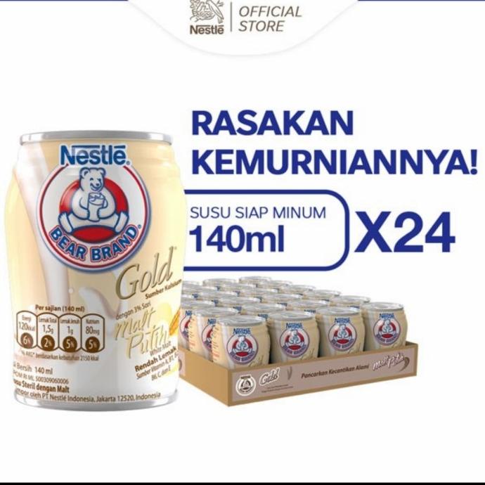 

Bear brand gold white malt minuman siap minum 140 ml 24 pcs
