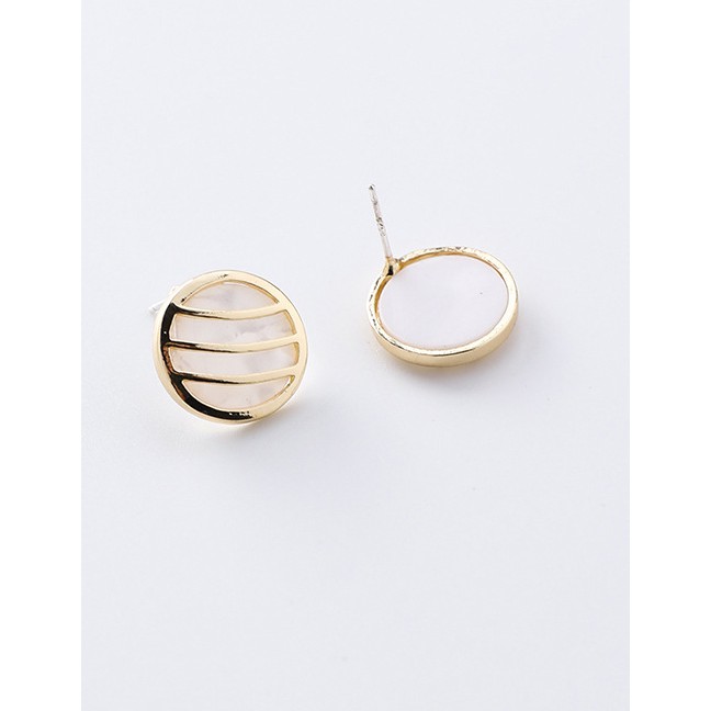 LRC Anting Tusuk Fashion Gold S925 Silver Needle Natural White Mother-of-pearl Earrings F54364