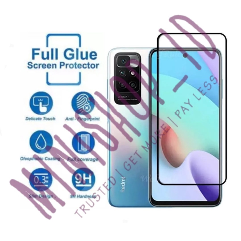 REDMI 10 2022 4G REDMI 9T 9A 9C REDMI 9 TEMPERED GLASS FULL GLUE ANTI GORES HP SCREEN PROTECTOR TG 6