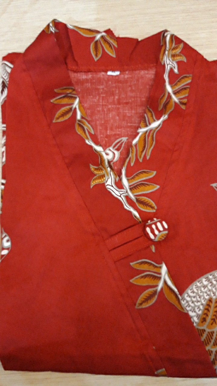 Atasan Blouse Batik Wanita Lengan Panjang Model Kimono Bahan Katun Stretch, 262 Aon#