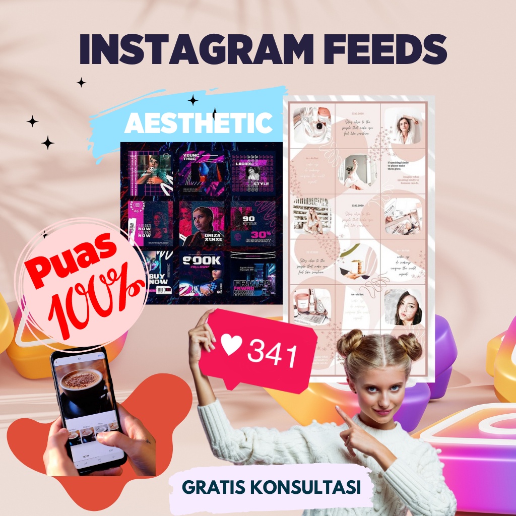 Desain Feed Konten Sosial Media/Desain Konten Menarik/ Jasa Desain Konten Feed Instagram