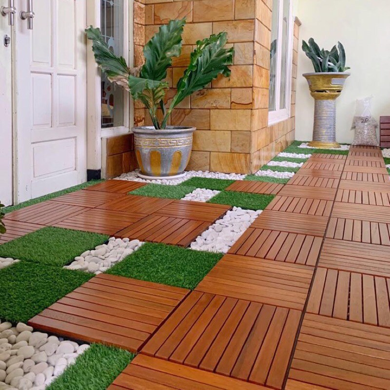 Dr KAYU  Ubin  lantai kayu  Garden tile decking kayu  buat 