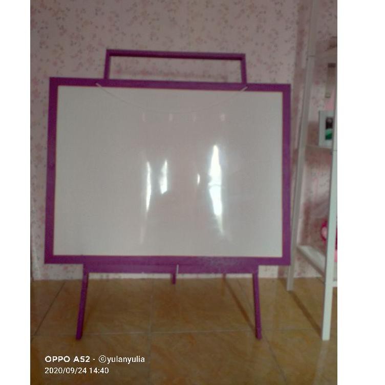 

Paling popular ➘ Papan Tulis 60x80 / white board ukuran besar+ standing free spidol+ penghapus 66Rー3