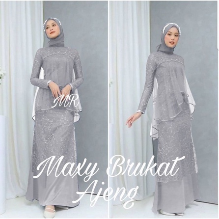 Gamis Wanita Lebaran Syari Muslim Fashion Remaja Terbaru 2021 2022 / Gamis maxi Ajeng Brukat Brokat 