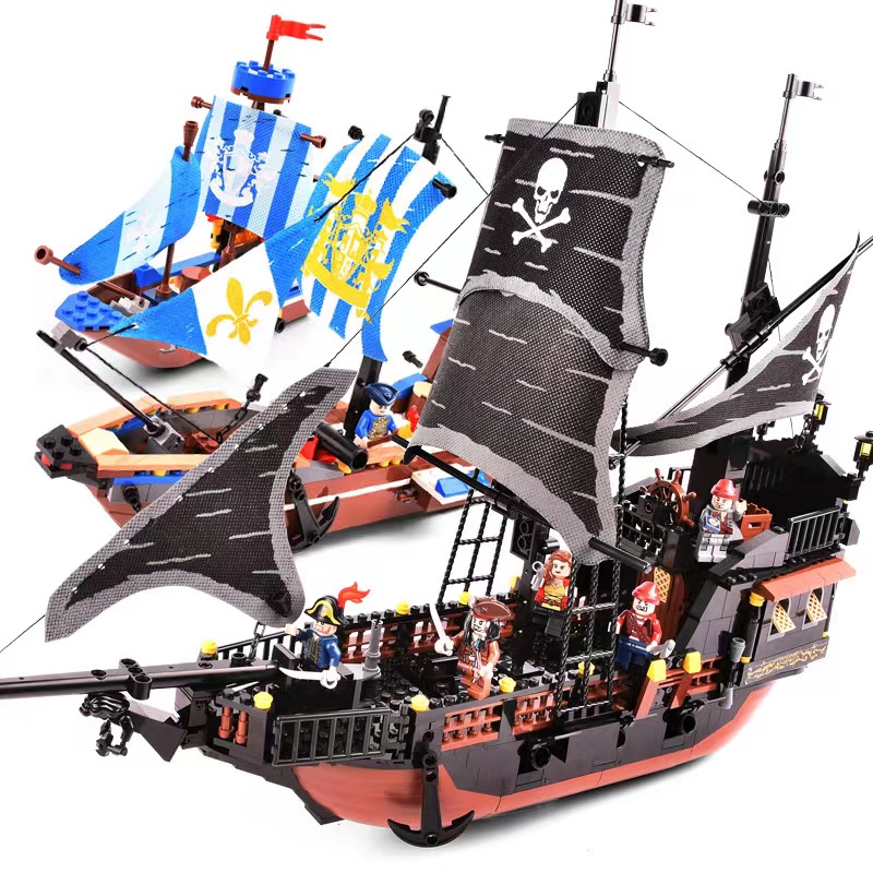 Image of Pirates of the Caribbean Model Puzzle Kapal Bajak Laut Mutiara Hitam Mainan Blok Bangunan anak-anak #6