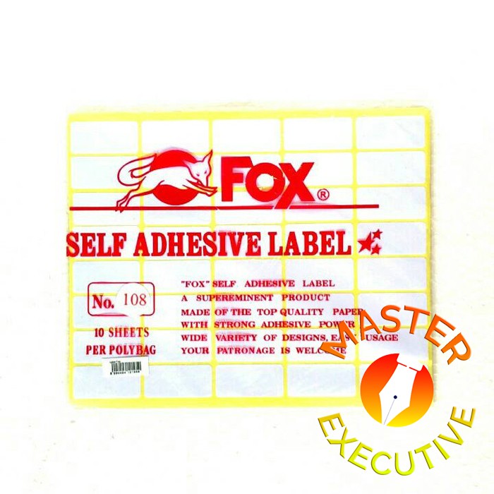 [Pak - 10 lembar] Fox Label Stiker 108 / Undangan / Nama / Self Adhesive Sticker