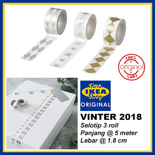 

VINTER Selotip Hiasan Kado Silver Perak Emas 3 Roll