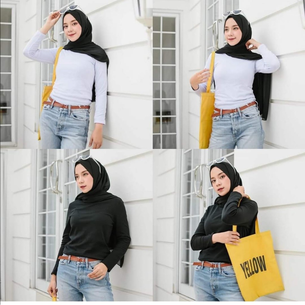 KOESVA ONE SET PREMIUM CRINCKLE RAYON BEST QUALITY-KAOS MANSET V HITAM