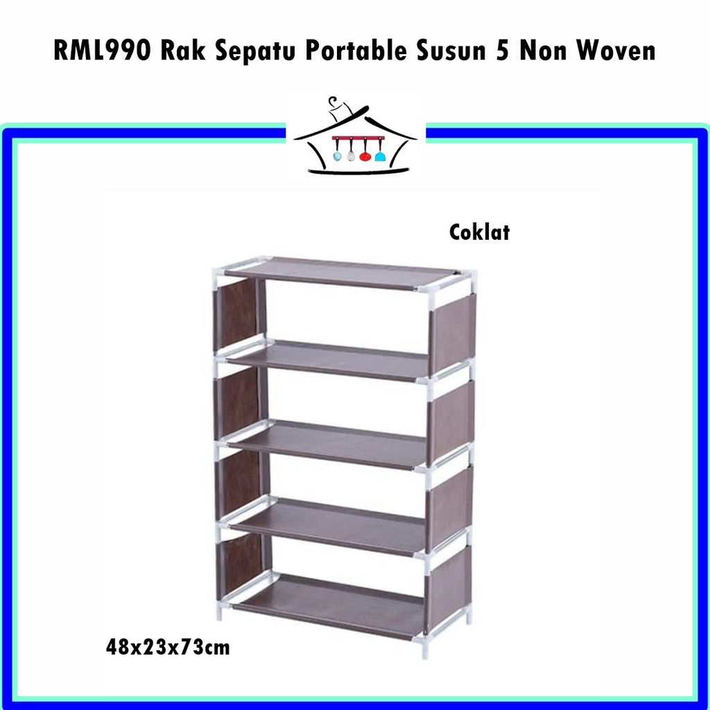 RML990 Rak Sepatu Portable Non Woven Anti Air Susun 5/4 Lubang