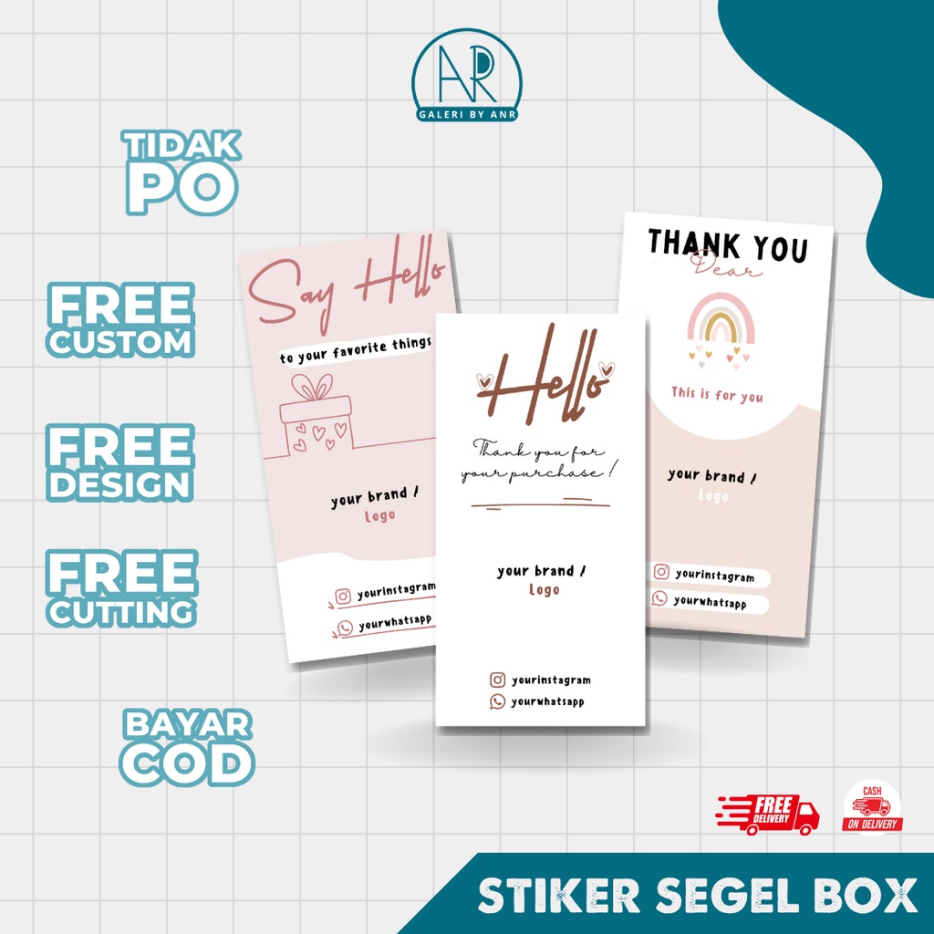 STIKER SEGEL BOX PACKAGING OLSHOP | STIKER SEGEL BOX CUSTOM FREE DESIGN | LABEL SEGEL HAMPERS CUSTOM