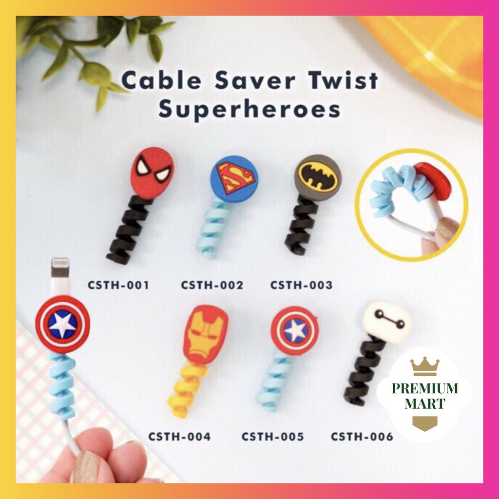 Cable Saver Spiral/ Twist Cable Protector/ Pelindung Ujung Kabel Android Apple - SUPER HEROES