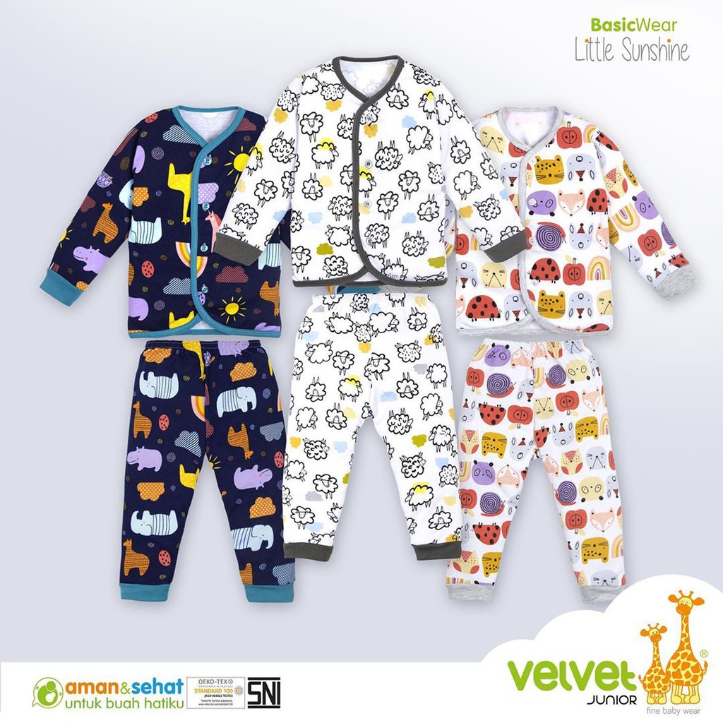 Velvet Junior Setelan Panjang Kancing Tengah Depan - Baju