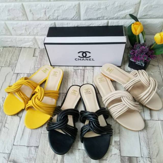SANDAL/SENDAL FLAT WANITA CHANNEL FASHION IMPORT