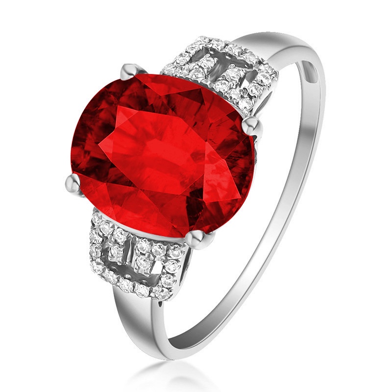 perak asli 925 cincin Wanita Ruby Gemstone Cincin yang Dapat Disesuaikan Fashion Perhiasan