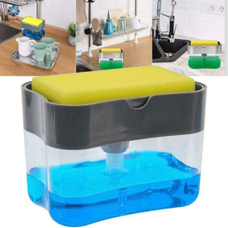 Dispenser Tempat Sabun Cuci Piring Soap Pump Sponge Caddy Pump Dispenser Tempat Cuci Piring