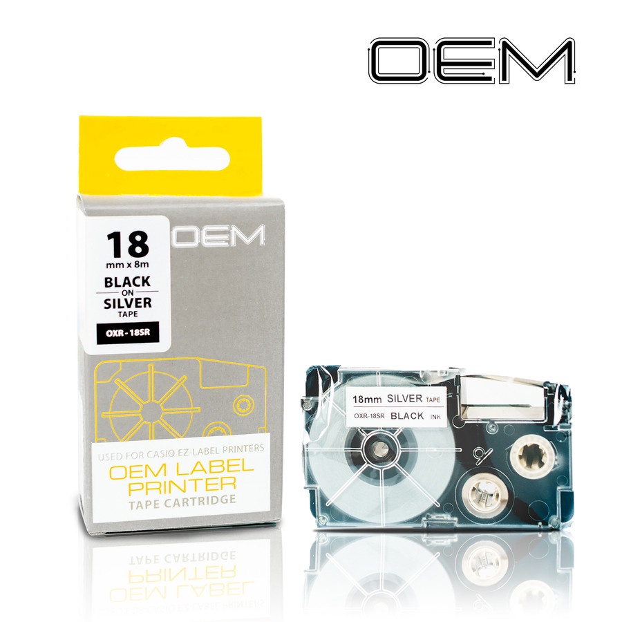 OEM TAPE EZ LABEL CASIO 18MM BLACK INK