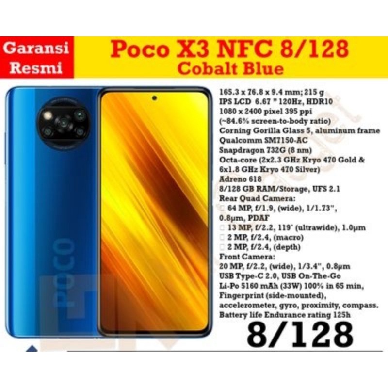 Poco X3 NFC Ram 8/128 second 4 bulan pakai fullset
