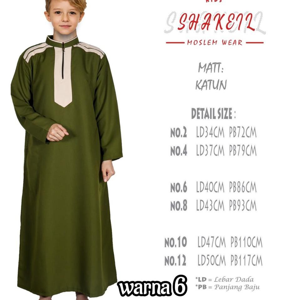 Jubah Gamis Anak Laki Laki Umur 2 - 12 Tahun Kombinasi Warna Shakeil