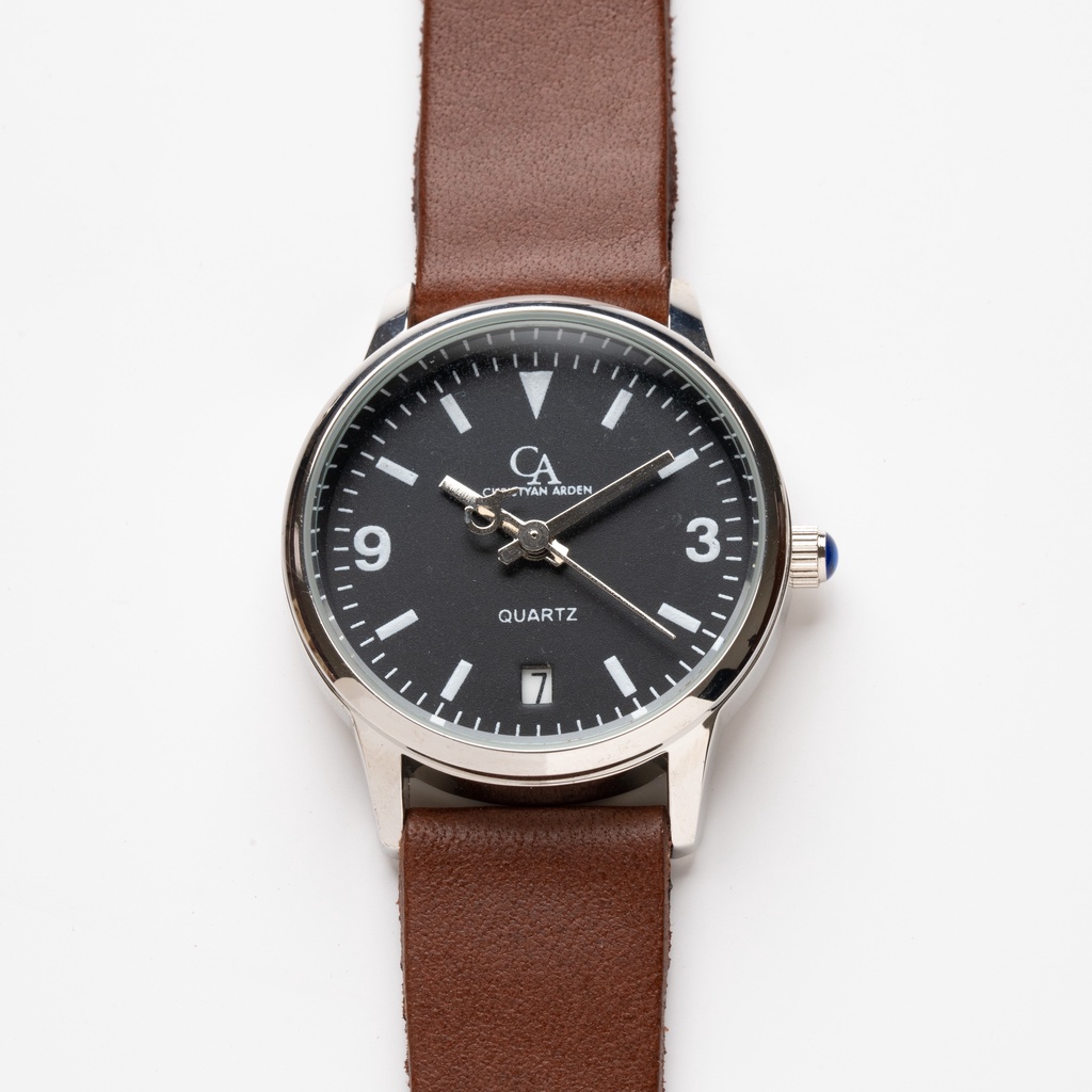 Jam Tangan Kulit Wanita Christyan Arden PHOENIX II CA6113 Black Dial - Brown Strap (30mm) Around The