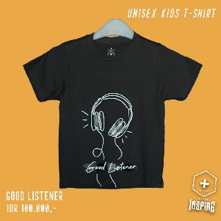 KIDS T SHIRT UNISEX GOOD LISTENER TANGAN  PENGHARAPAN  