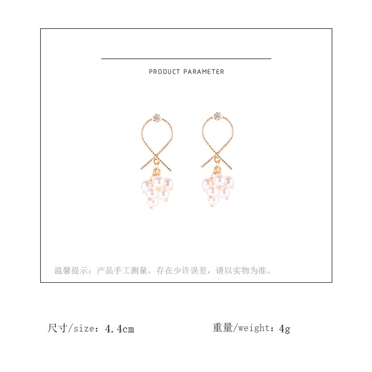 Sterling silver jarum Korea elegan cross panjang Mutiara anting-anting anting-anting minoritas fashi