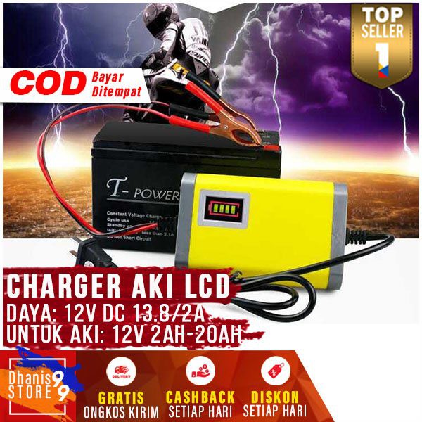 Taffware Charger Aki Motor TC 03 Lead Acid 12V 2A Alat Pengisi Baterai Accu Dilengkapi Chip Pintar