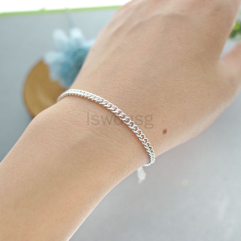 Gelang Kaki Rantai Tipis Dapat Disesuaikan Bahan Sterling Silver 925 100% Ukuran 1.5mm-3.0mm Gaya Korea