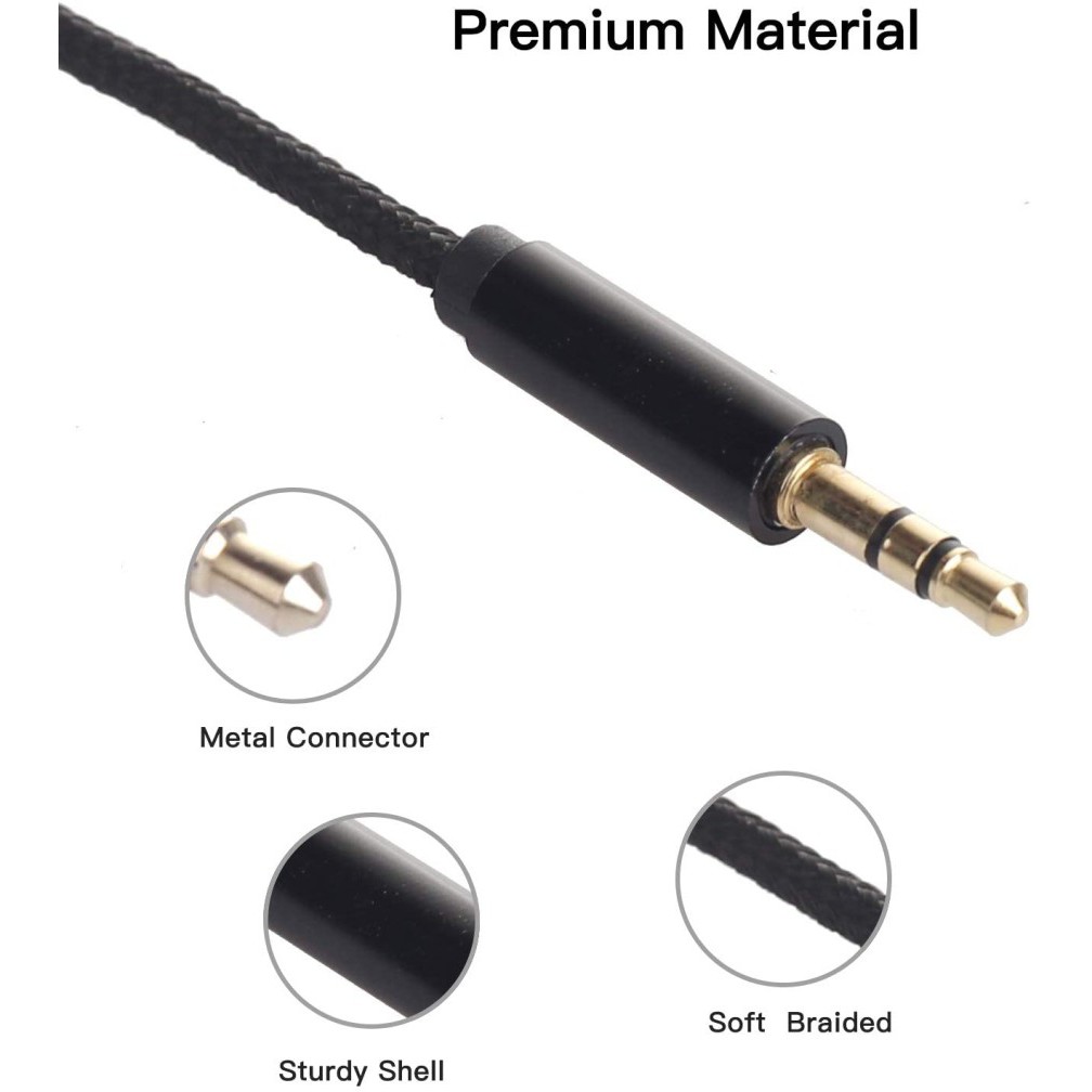 Maxi Nylon Braid Audio Aux Cable Jack 3.5mm Universal Premium Quality