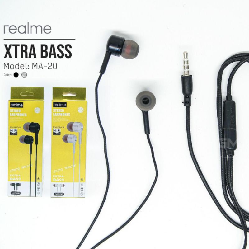 HF HEADSET/EARPHONE REALME MA-20 + MIC STEREO EARPHONES EXTRA BASS