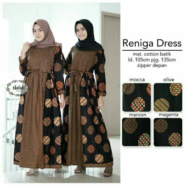 Reniga Dress Gamis Batik Terbaru Gamis Batik Kombinasi Dress Batik Muslim Dress Syari Baju Batik