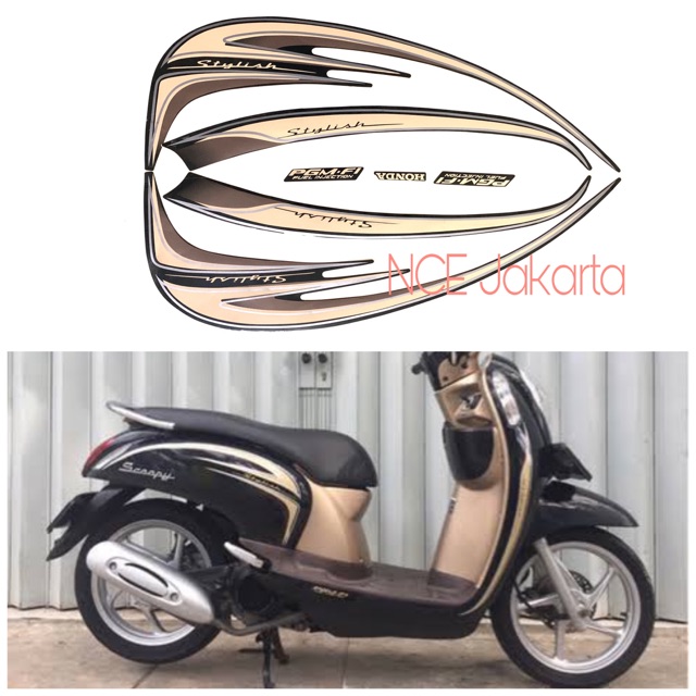 STIKER STRIPING SCOOPY FI STYLISH 2014 HITAM