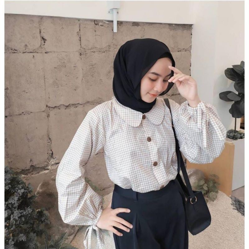 blouse wanita kotak kotak blouse cinta