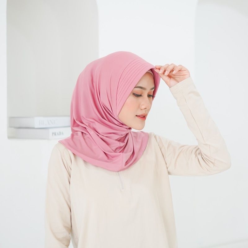 (COD) Jilbab Olahraga Wanita Muslim ll Termurahh  Jilbab Sport jersey Hamidah Menutup Dada ll Kaos Perlengkapan Olahraga Wanita JILBAB SPORT LYCRA MURAH ||  // hijab instan slem murah ll COD HIJAB SPORT MURAH/JILBAB OLAHRAGA / JILBAB VOLLY / JILBAB INSTAN-Dustypink