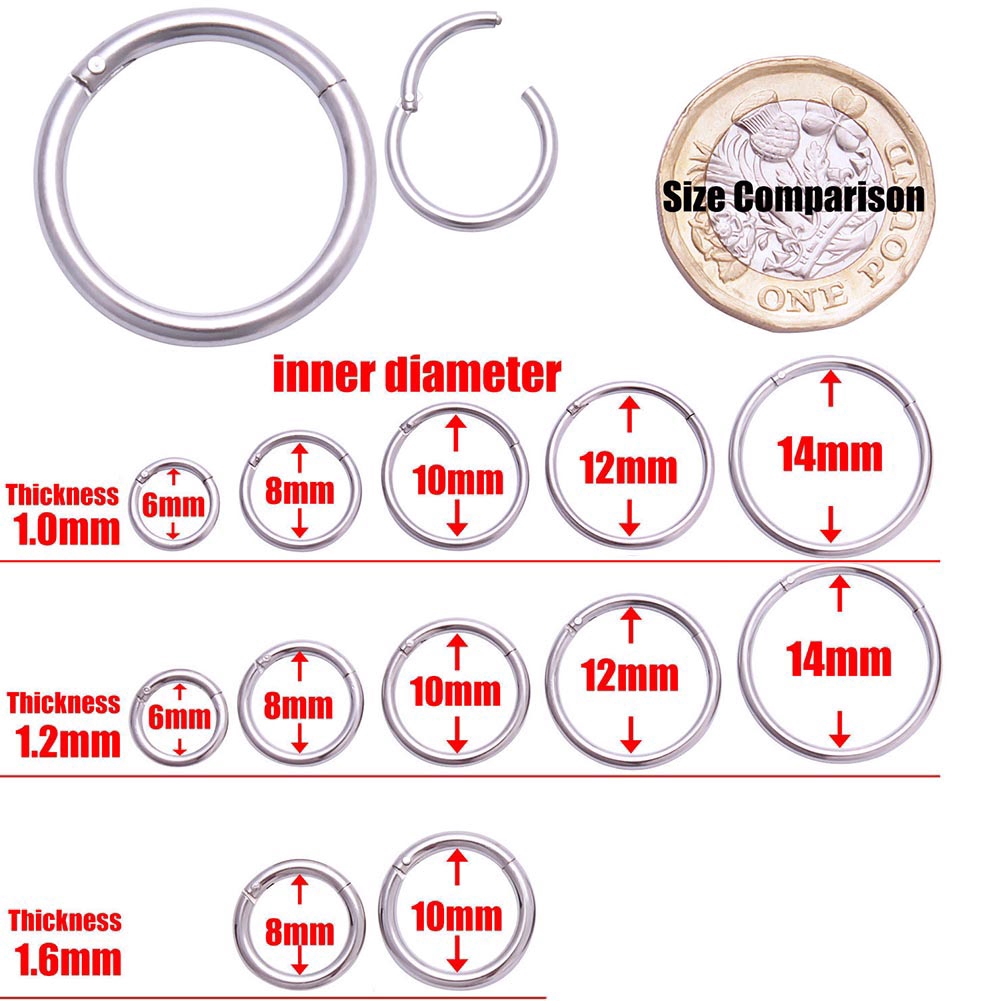 Surgical Steel Hinge Segment Nose Ring Septum Clicker Ear Helix Tragus Ring Hoop