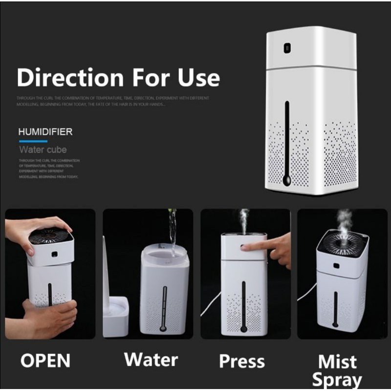 Humidifier Diffuser 1000 ml + Lampu RGB 7 Warna / Aromaterapi promo termurah
