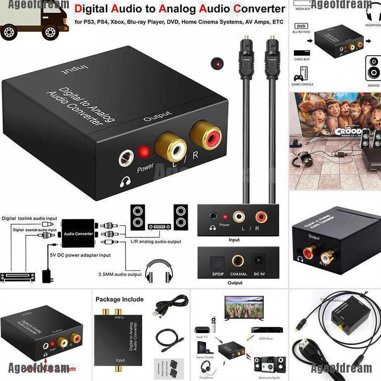 ((BISA COD)) Ageofdream Adapter Converter Digital Optical Coax Toslink ke Analog RCA L / R Stereo