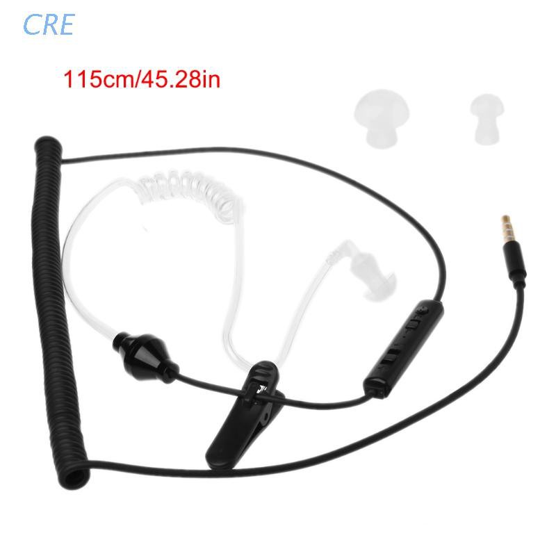 Cre Headset Earphone In-Ear Kabel Spiral Stereo Anti Radiasi Dengan Mic