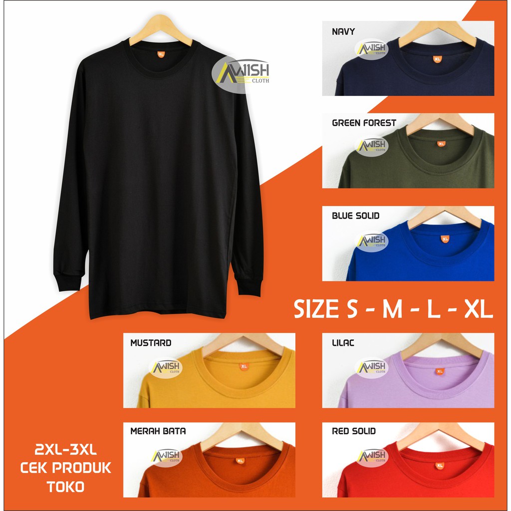 KAOS POLOS LENGAN PANJANG RIB / KAOS POLOS LENGAN PANJANG PRIA / KAOS POLOS LENGAN PANJANG WANITA