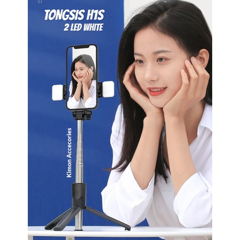 TONGSIS SELFIE STICK TRIPOD K12D 2 LED LAMPU BLUETOOTH REMOTE