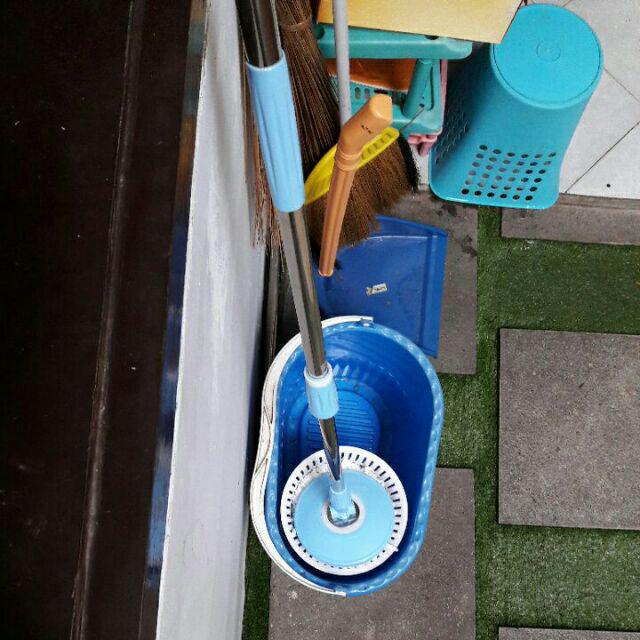 Tongkat Gagang Pel Spin Dry Mop / Pel Berputar ( Gagang+piringan+kain )